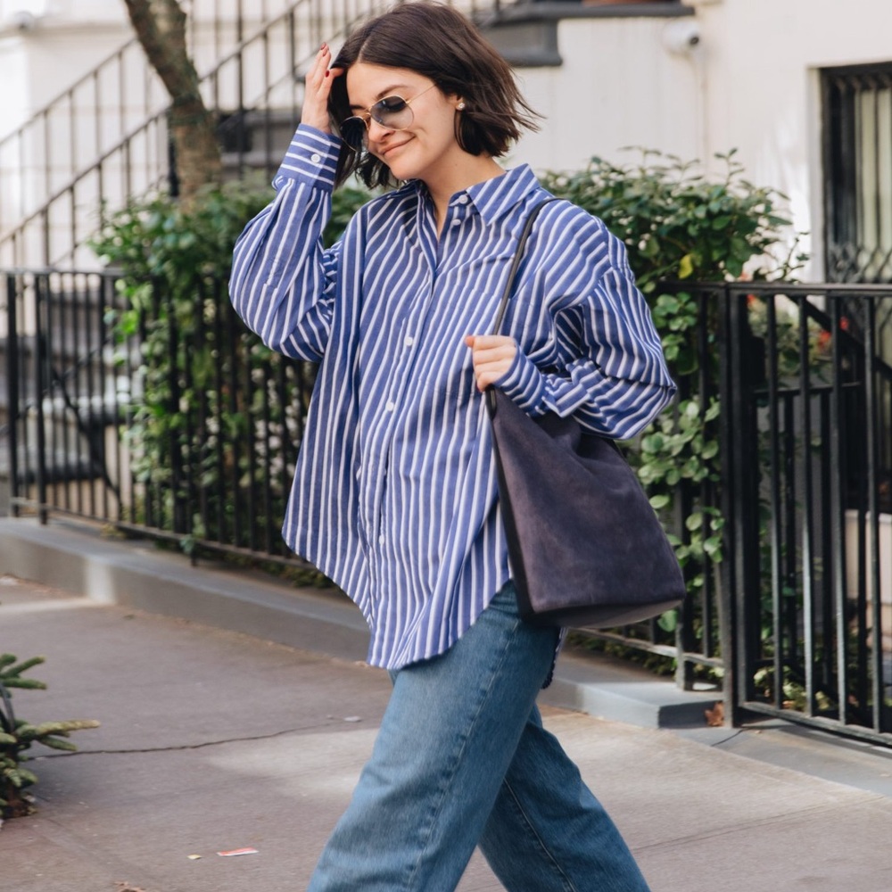 J. Crew Etienne Oversized Shirt Blue Stripe